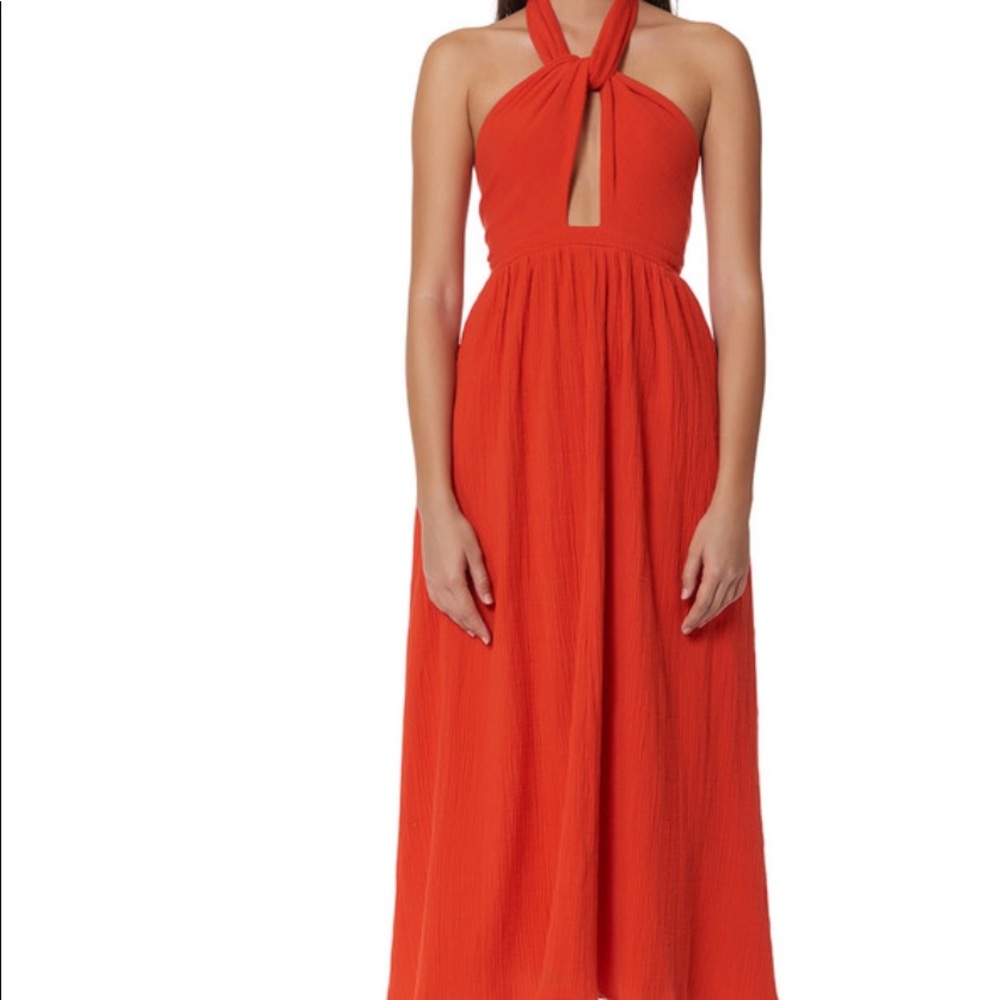 Mara Hoffman Red Twist Front Halter Dress XS